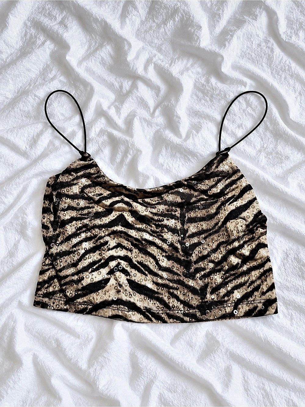 Windsor Zebra Print Sequin Crop Top